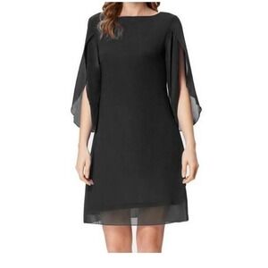 Grace Karin Women's 20 Elegant 3/4 Slit Sleeve Loose Chiffon Black Dress V Back